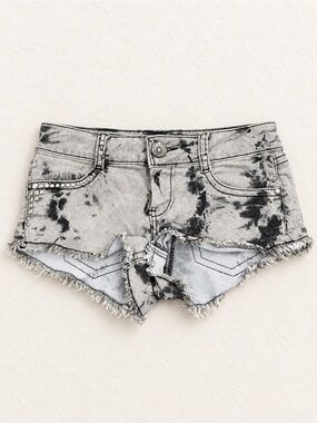 Vintage Y2K Acid Wash Studded Denim Micro Shorts Size 5 Goth Western E-Girl